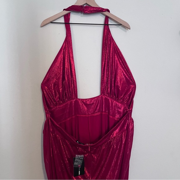 Fashion Nova Red Glitter and Glamour Jumpsuit 3X Plus Size Fashion Halter Top - Picture 6 of 13